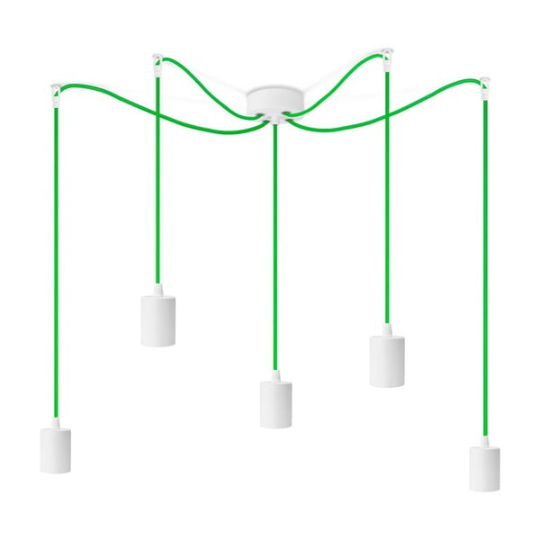 Lustră cu 5 cabluri Bulb Attack Cero, verde - alb
