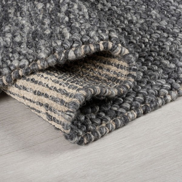 Covor tip traversă gri închis țesut manual din amestesc de lână 60x230 cm Minerals – Flair Rugs-image-3