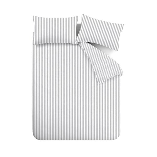 Lenjerie de pat gri din flanelă pentru pat de o persoană 135x200 cm Stripe – Catherine Lansfield