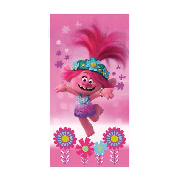Prosop  pentru copii roz din bumbac 70x140 cm Trolls – Jerry Fabrics
