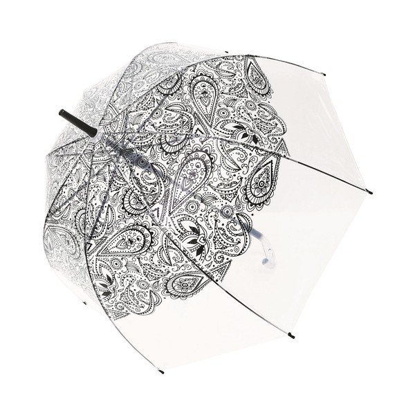 Umbrelă transparentă rezistentă la vânt Ambiance Black Paisley, ⌀ 85 cm-image-2