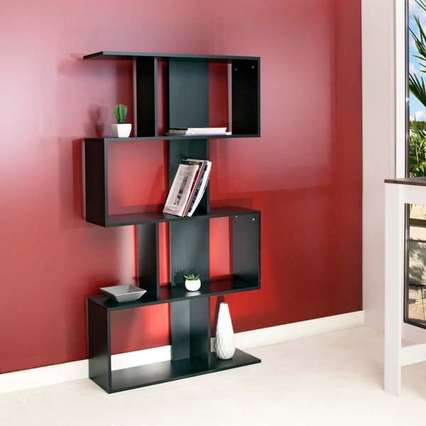 Bibliotecă neagră 89x165 cm Sigma - TemaHome -image-1