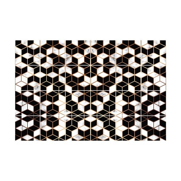 Set 24 autocolante pentru perete Ambiance Black and Gold Marble, 10 x 10 cm-image-2