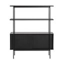 Bibliotecă neagră cu aspect de lemn de frasin cu ușă glisantă 94x114 cm Angus – Actona