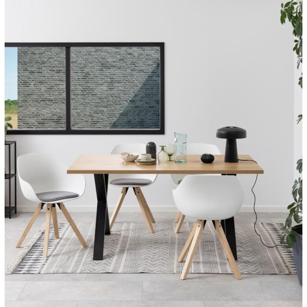 Scaune de dining albe/gri cu cotiere 2 buc. tapițate Tina – Actona-image-1