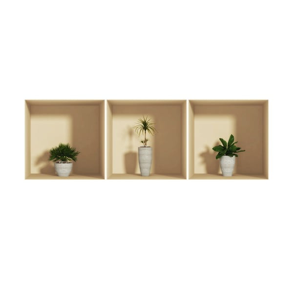 Set 3 autocolante cu efect 3D Ambiance Palms-image-2
