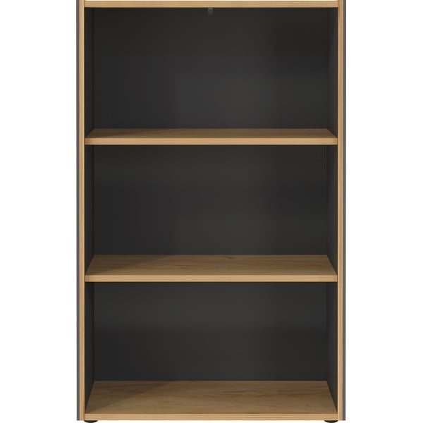 Bibliotecă gri antracit/în culoare naturală cu aspect de lemn de stejar 75x120x40 cm Podium – Germania