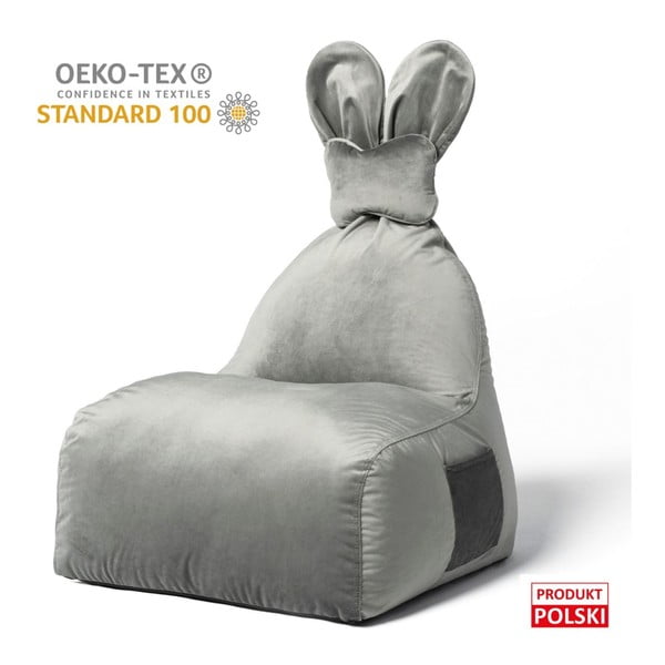 Fotoliu puf pentru copii gri Funny Bunny – The Brooklyn Kids-image-1