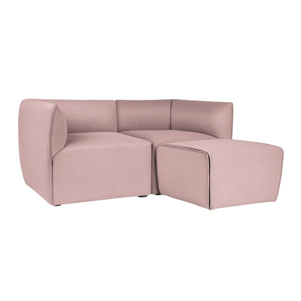 Canapea modulară cu 2 locuri și șezlong Norrsken Ollo, roz