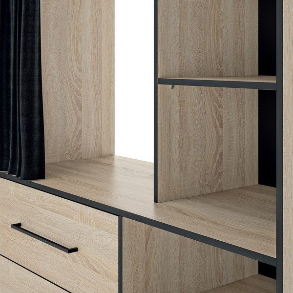 Dulap negru cu aspect de stejar 122x182 cm Jungo - TemaHome -image-1