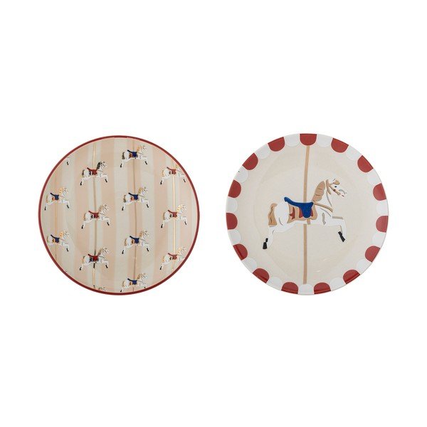 Farfurii crem 2 buc. pentru desert  din gresie ø 16 cm  cu model de Crăciun Merry-go-round – Bloomingville
