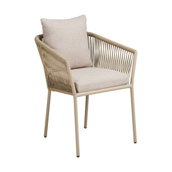 Scaun de grădină bej din metal/capitonat Salerno – House Nordic