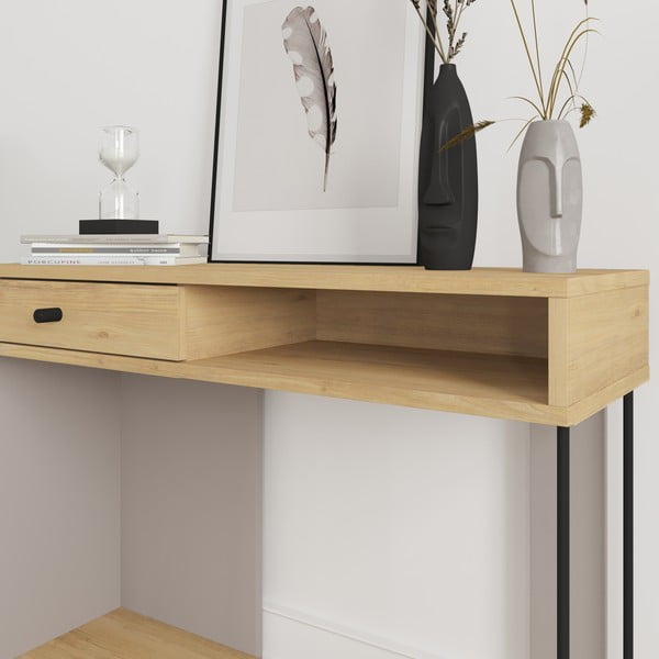 Masă consolă cu blat cu aspect de lemn de stejar 35x100 cm Saturne – Marckeric-image-4