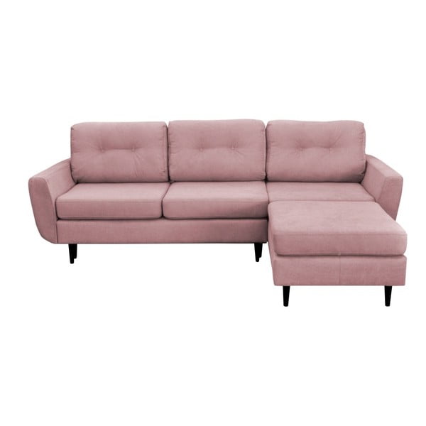Canapea extensibilă cu picioare negre Mazzini Sofas Hortensia, pe dreapta, roz deschis