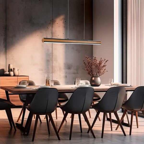 Lustră neagră/în culoare naturală LED Deacon – Trio-image-2