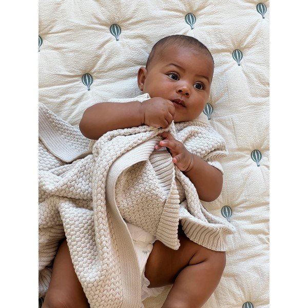 Pătură pentru copii, galben-deschis/albastră din bumbac organic matlasată 90x120 cm Balloon – Cam Cam Copenhagen-image-2