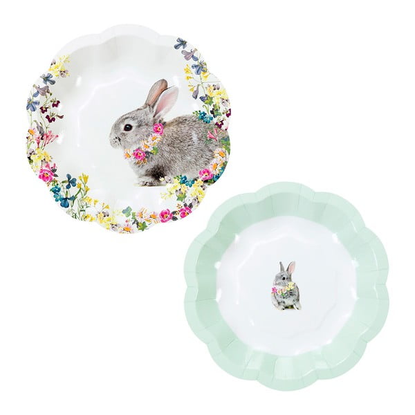 Set 12 farfurii de hârtie Talking Tables Bunny