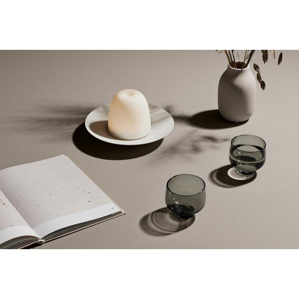 Set 2 suporturi pentru lumânări din sticlă Blomus Flow, 220 ml, negru transparent-image-1