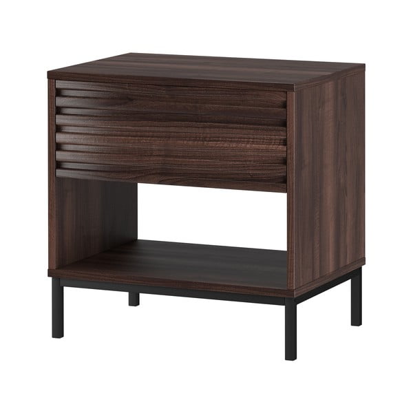 Noptieră maro închis cu blat cu aspect de lemn de nuc Celine – Støraa-image-1