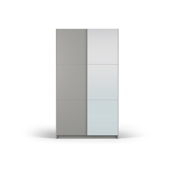 Dulap gri cu oglindă și uși glisante 122x215 cm Lisburn - Cosmopolitan Design