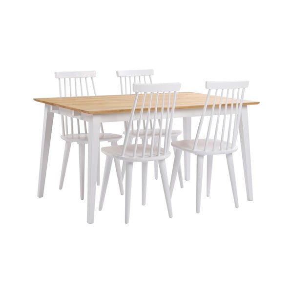 Masă de dining din lemn de stejar cu picioare albe Rowico Mimi, 140 x 90 cm-image-3