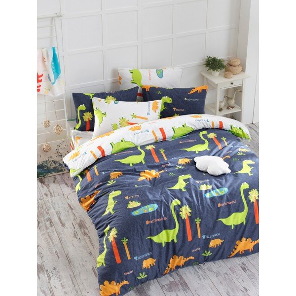 Lenjerie de pat pentru copii albastră pentru pat dublu 200x200 cm Dinolar – Mijolnir-image-1