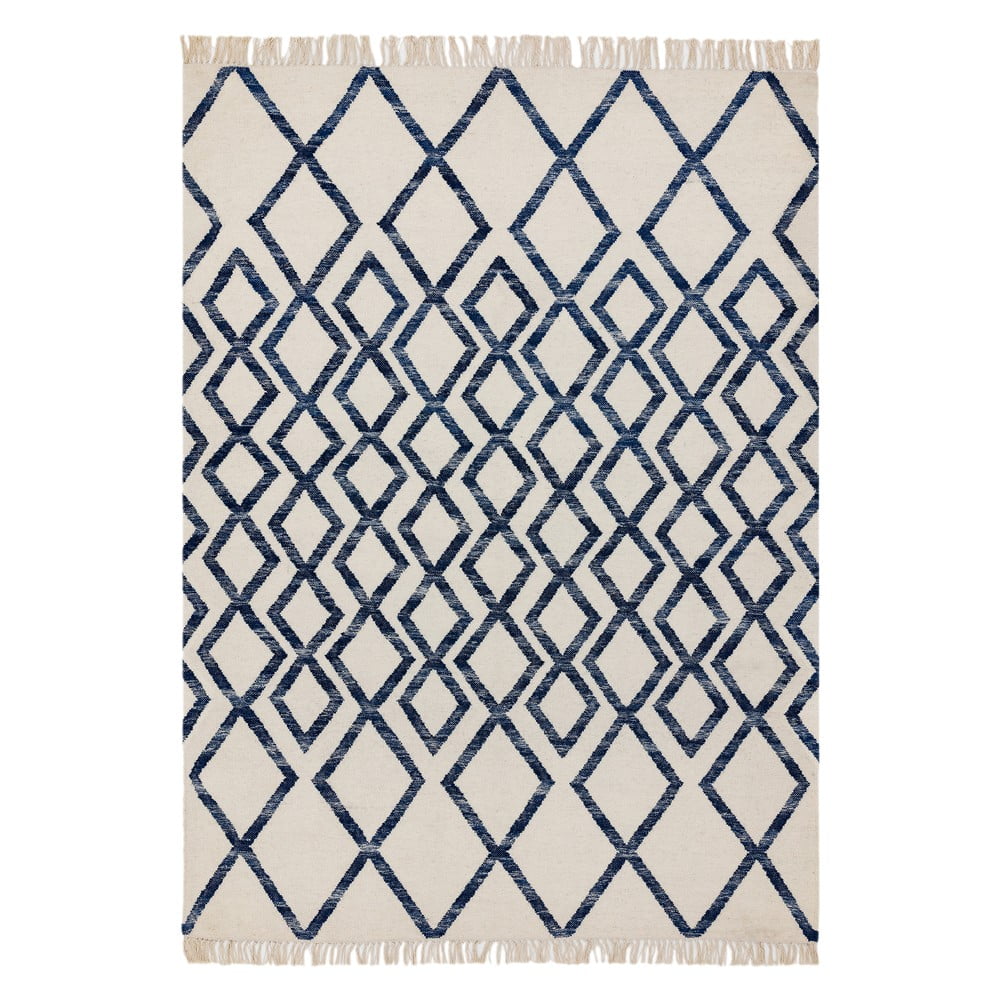 Covor Asiatic Carpets Hackney Diamond, 160 x 230 cm, bej-albastru