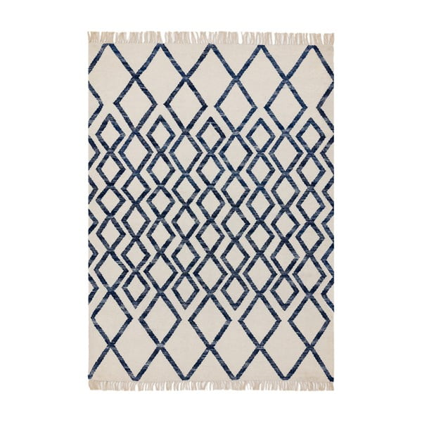 Covor Asiatic Carpets Hackney Diamond, 160 x 230 cm, bej-albastru