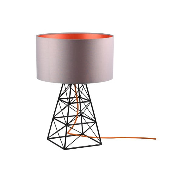 Lampă de birou, cablu portocaliu Filament Pylon, gri