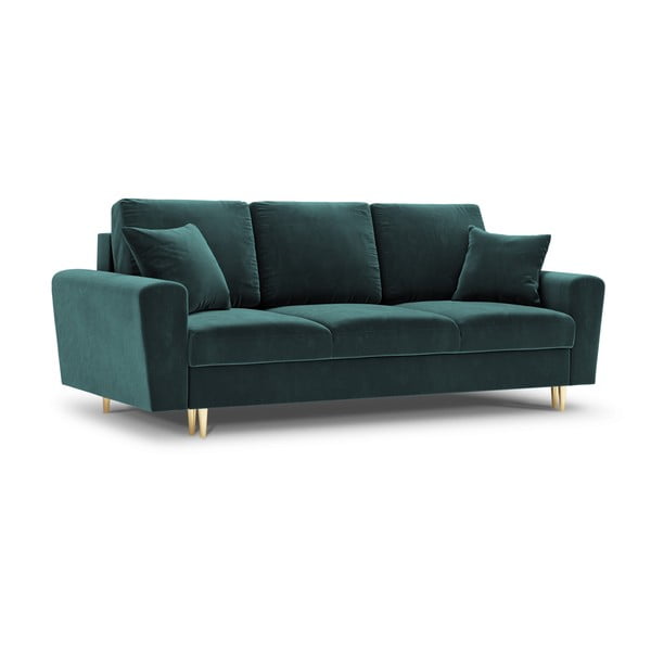 Canapea petrol extensibilă, cu spațiu de depozitare cu tapițerie din catifea 235 cm Kyoto – Cosmopolitan Design-image-1