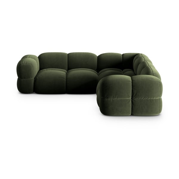 Colțar verde cu tapițerie din catifea Loretto – Cosmopolitan Design