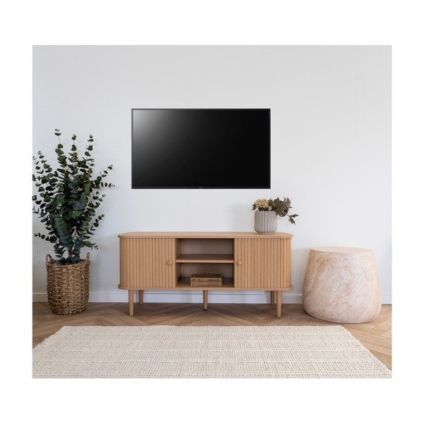 Comodă TV în culoare naturală cu aspect de lemn de pin 113x51,5x40 cm Nikko – House Nordic-image-1