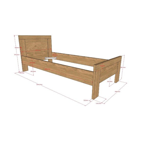 Pat pentru copii  în culoare naturală fără somieră 90x200 cm Sam – Vipack-image-2