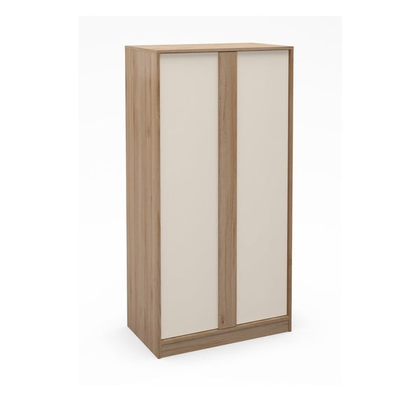 Șifonier crem/în culoare naturală cu aspect de lemn de stejar 90x180x53 cm Dennis – Marckeric-image-4