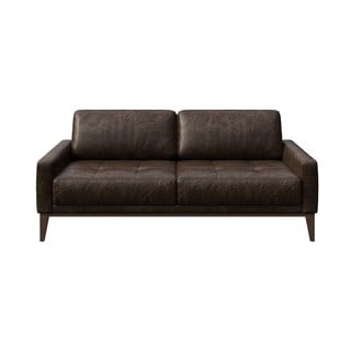 Canapea din piele MESONICA Musso Tufted, maro închis, 173 cm