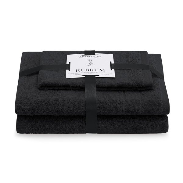 Prosoape de baie negre 3 buc. din bumbac din frotir Rubrum – Restilo