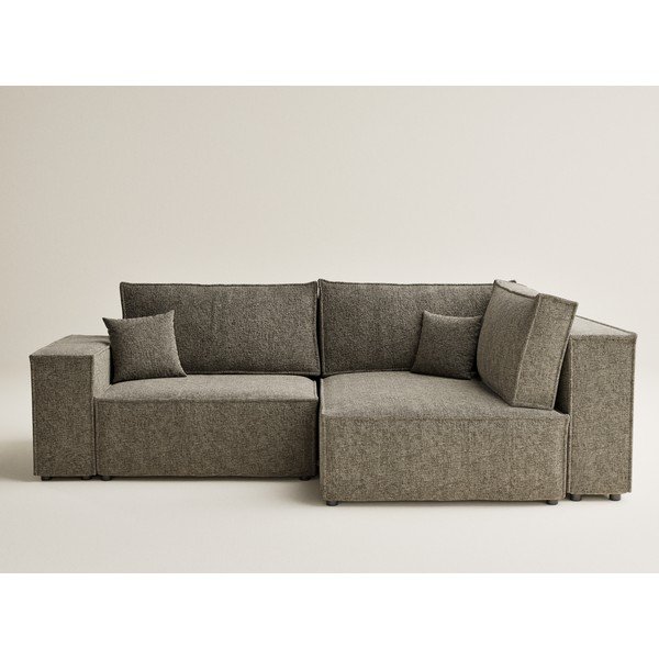 Colțar maro extensibil/cu spațiu de depozitare cu tapițerie din chenille (cu colț pe partea dreaptă/în formă de ”L”) Tonga – Maison de Rêve-image-2