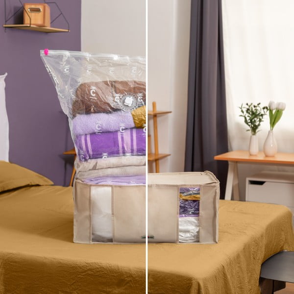Cutie de depozitare pentru haine din material textil cu vacuum 65x50x27 cm Life – Compactor-image-1