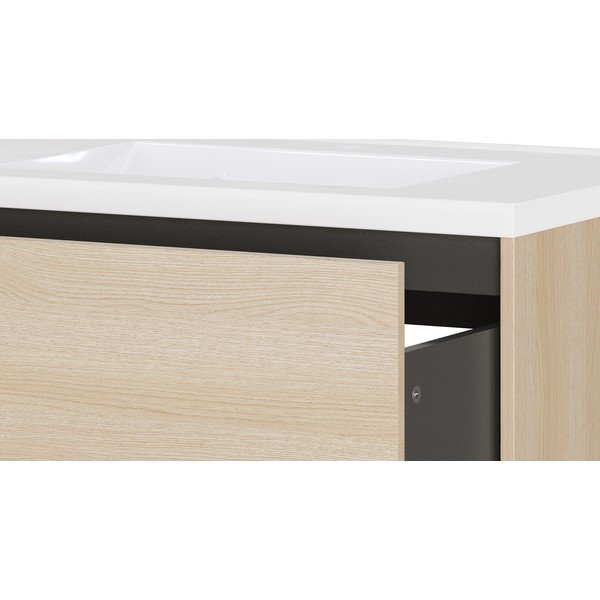 Dulap sub chiuvetă în culoare naturală suspendat cu aspect de lemn de stejar 81x61 cm Bodera – Germania-image-4