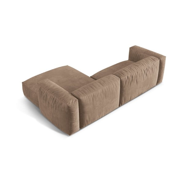 Colțar modular maro deschis cu tapițerie din catifea (cu colț pe partea dreaptă/cu șezlong) Martina – Micadoni -image-3