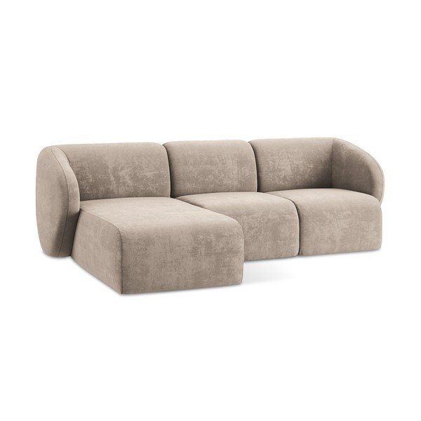 Colțar maro deschis cu tapițerie din chenille (cu colț pe partea stângă/cu șezlong) Lani – Makamii-image-4