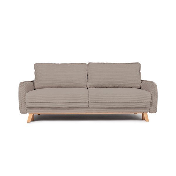 Canapea taupe extensibilă/cu spațiu de depozitare cu tapițerie din catifea reiată  218 cm Tori – Bonami Selection