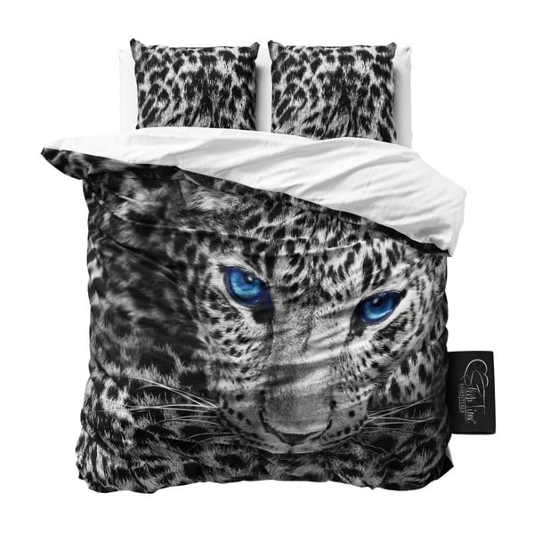 Lenjerie de pat din micropercal Sleeptime Cheetah, 240 x 220 cm, gri