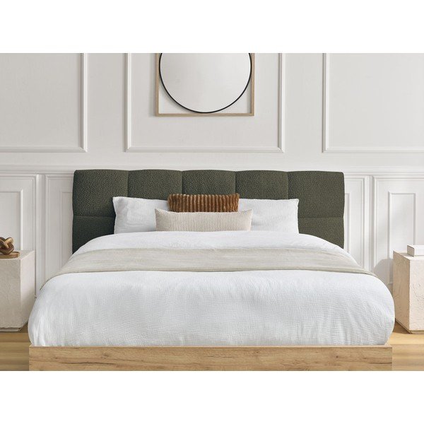 Pat matrimonial verde tapițat/din  placă aglomerată de lemn tapițat cu spațiu de depozitare cu somieră 180x200 cm Kumo – Bobochic Paris-image-3