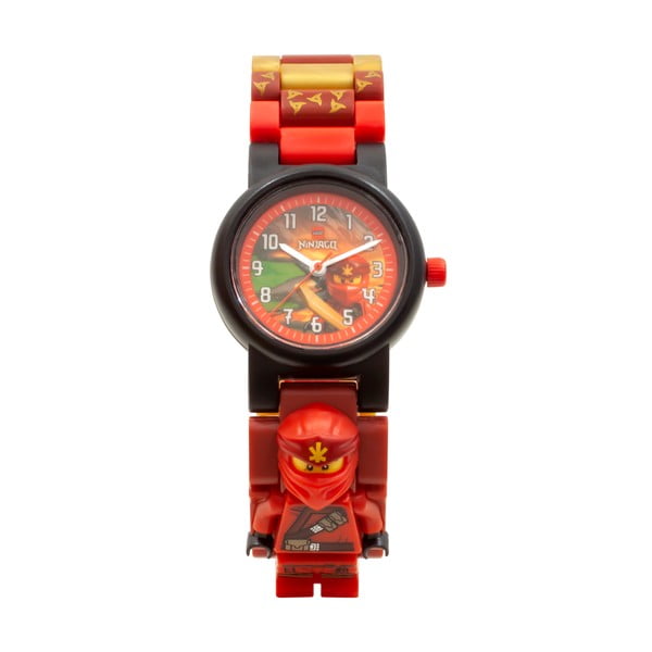 Ceas de mână cu curea pliabilă și minifigurină LEGO® NINJAGO Kai, roșu-image-2