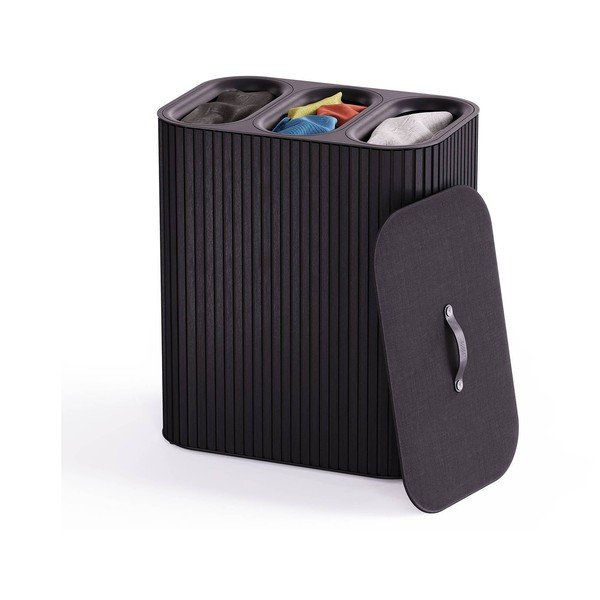 Coș de rufe negru 3x30 l din bambus Tota Trio Luxe – Joseph Joseph