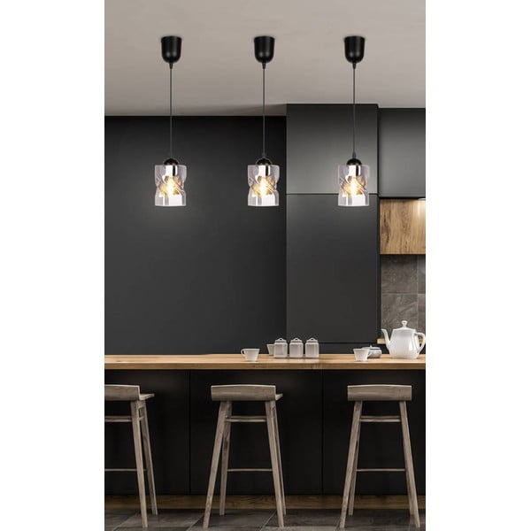 Lustră neagră cu abajur din sticlă ø 10 cm Felis – Candellux Lighting-image-1