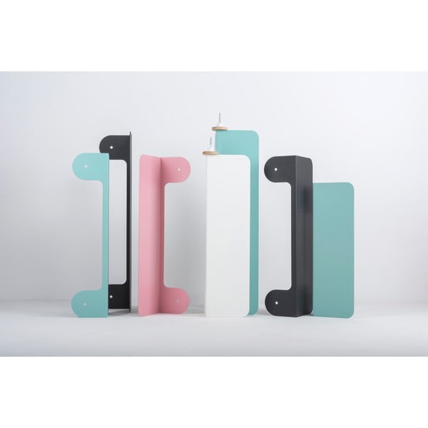 Raft de perete din oțel și detalii din lemn de stejar, cu 2 cârlige Gazzda Hook, lungime 50 cm, negru-image-1