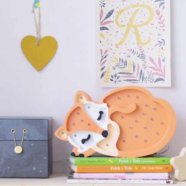 Veioză portocalie din lemn de pin Little Lights Fox Wild, lungime 31 cm-image-3