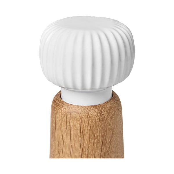 Râșniță de condimente din lemn de stejar cu detalii din porțelan alb Kähler Design Hammershoi, înălțime 13 cm-image-2